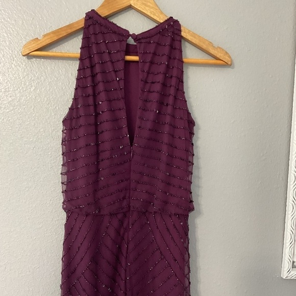 Adrianna Papell ART DECO BEADED BLOUSON DRESS WITH HALTER NECKLINE size 0 D106 - Picture 9 of 12